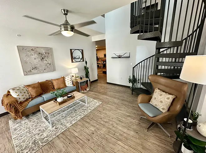 living room with a couch